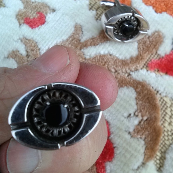 1970s Modernist Oval Cuff Links - Picture 1 of 5